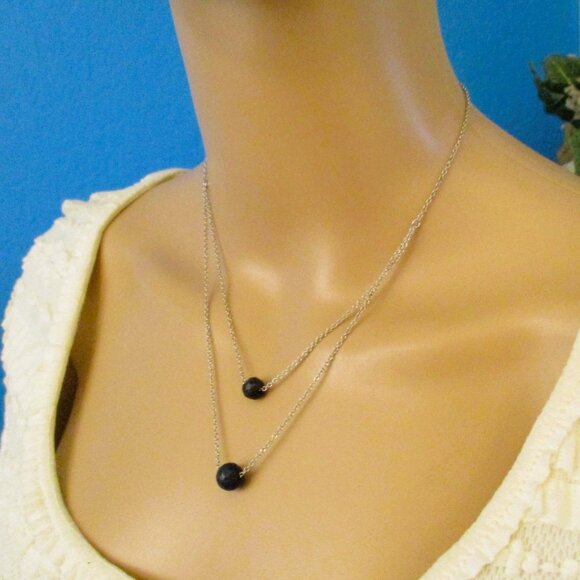 Vintage MACY'S Lapis Lazuli Sterling Silver Necklace: Faceted GEMSTONE 925 - Picture 6 of 14